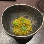 イル アオヤマ - 茨城黒泡のリゾット、木の芽  