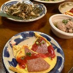 Paikaji Ginza Hatchome Ten - 細切り昆布のいりちゃー／ごーやーちゃんぷるー／ポーク玉子