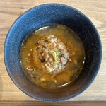 ベリーグッド麺 - 濃厚ごま坦々つけめん 味玉付け 辛1 〆ごはん付き