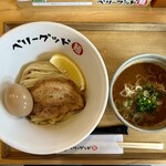 ベリーグッド麺 - 濃厚ごま坦々つけめん 味玉付け 辛1 〆ごはん付き