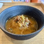 ベリーグッド麺 - 濃厚ごま坦々つけめん 味玉付け 辛1 〆ごはん付き