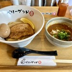 ベリーグッド麺 - 濃厚ごま坦々つけめん 味玉付け 辛1 〆ごはん付き