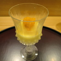 日本料理 太月 - とうもろこしのムース、トマトのジュレ、生雲丹