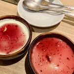 最飛びヒレ家 馬喰一代 名古屋EAST - メロンプリン？のブルーベリーソース