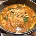 手打ちうどん やまびこ - Wカレーうどん(牛スジ) 980円 (後半戦、カレーライス)