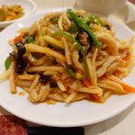 中華料理福臨門 - 豚肉細切りと冬筍の細切り炒めアップ