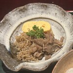 奈良 而今 - 牛肉のしぐれ煮　花山椒　ちりめん山椒　卵焼き