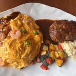 グリル満天星 麻布十番 - 【ワンプレートミックス】オムレツライス×ハンバーグステーキ