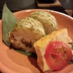 鳥越の宿　三楽園 - アスパラの昆布巻き寿司 とキッシュ