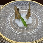 美加登家 - 鮎南蛮のお粥のアップ