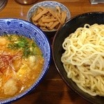 Tsuke Memma Naka - 海老出汁味噌つけ麺・大（880円），メンマ（100円）