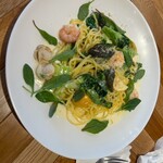 西荻RISE - 小海老とホタテとほうれん草のレモンクリームソース(大盛り)
