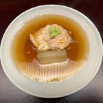 徳ㇵ本也 - 伝助穴子の炭火焼き　下に蓮根饅頭　白ズイキ　出汁あんかけ