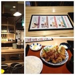 驛亭 博多デイトス店 - お昼はチキン南蛮定食５２０円、揚げたてサクサクでまいうーでした。
                                気になるメニューもありました。（笑）
                                (^O^)／