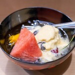 うを徳 - 2025.5 すいか 桃 マンゴー 山形産さくらんぼ コアントローとレーズン入りアイスクリーム