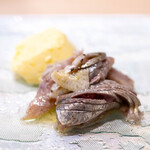 うを徳 - 2025.5 島根産鰯（いわし）マリネ 山梨産トウモロコシ嶺岡豆腐