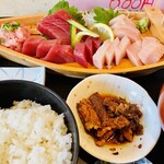 旬魚や 魚いち - 【料理】【まぐろ2種刺身盛り定食】1,650円。みなみ、とんぼのまぐろ2種盛り。他にたたき、煮付けあり。