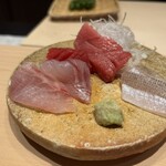 鮨元 - 大トロ、赤身(メニューに載ってませんが急遽入れてくださった♡)、伊佐木、白鱚