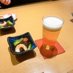 ぬる燗佐藤 銀座コリドー - ビールとお通し