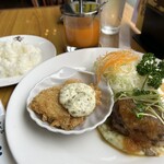 ランチョン - ＜本日のランチ＞和風ハンバーグ＆サワラのフライ