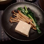瀬里奈 - しゃぶしゃぶのスープで調理した山えのきや豆腐、東京分葱です。