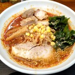 こだわりらーめん　麺太 錦町店 - 地獄ラーメン二丁目、小盛りの太麺、バターな無しのわかめ増し。背脂追加で、830円。端っこチャーシュー追加　100円増し。