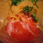 中国料理 堀内 - 唐辛子のピリッとくる辛さと、シャーベットの甘さがミスマッチで、