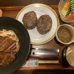 蒼樹 - 和牛ランチ丼肉増し、ハンバーグ