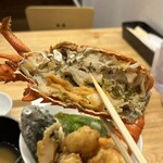 かねかつ食堂 - 伊勢海老と鮑の天丼
