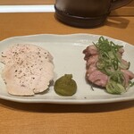 切麦や 甚六 - 合鴨と塩鶏（大山地鶏）900円