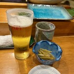 練馬 江戸銀 - お通しの蕗が良い、そしてビール