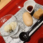 かねと - ピスタチオアイス　わらび餅黒蜜掛け