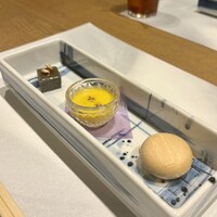 隠れ房 品川 四阿 - 前菜(黒胡麻豆富・南瓜と濃厚豆腐のポタージュ・最中フォアグラブリュレ)