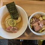 ヨコクラストアハウス - 味玉昆布水つけめん ちょい肉増し醤油(並)