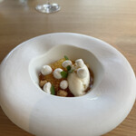 megui Innovative Restaurant - 甘夏とアールグレイのジュレ、アーモンドパンナコッタ、山椒のジェラート