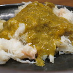 二代豊国 - ボイルした毛蟹の身の上からかけて。