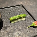 西中州焼肉 きらく - アスパラのきんぴら