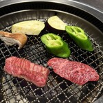 西中州焼肉 きらく - きらく特撰和牛盛り合わせ・季節の野菜添え