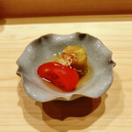 すしのいずみ - 焼き茄子とトマトのお浸し