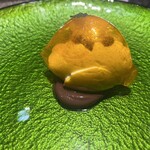 しまなみふれんち Murakami - シェフの特製デザートは、薄い水飴で包んだオレンジにチョコレートムース。パリパリとした雨の食感とスムースなオレンジクリームとチョコ！とても美味しい。