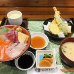 塚本鮮魚店 - 特上海鮮丼天ぷら膳2200円（税込み）