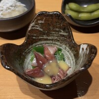 喜鈴 - お通し。ホタルイカ/枝豆 /しらすおろし