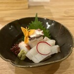 割烹 嘉とう - お造り　墨烏賊　蛸のぶつ切り