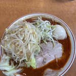 とんこつ家ZUN - 辛さ激辛　大盛り　麺固め油多め味濃いめ　TP野菜大　味玉