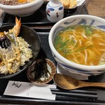 うどん うばら - 定食C  海老天丼とかけうどん