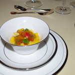 シェ松尾 - マンゴーノディプロマート　オマール海老とフォアグラ　ソーテルヌワインのジュレ仕立て