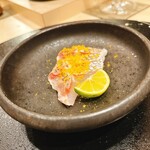 心一 - 真鯛の塩とカラスミとすだち