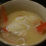 宵 - お刺身でいただいた金目鯛でお味噌汁を作ってもらいました