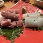 御瑠草 - 中トロの中落ちとイカの刺身