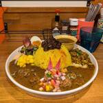 スパイスカリー ハルモニア - ♪4種盛り+スパイス煮玉子&みょうがピクルス♪